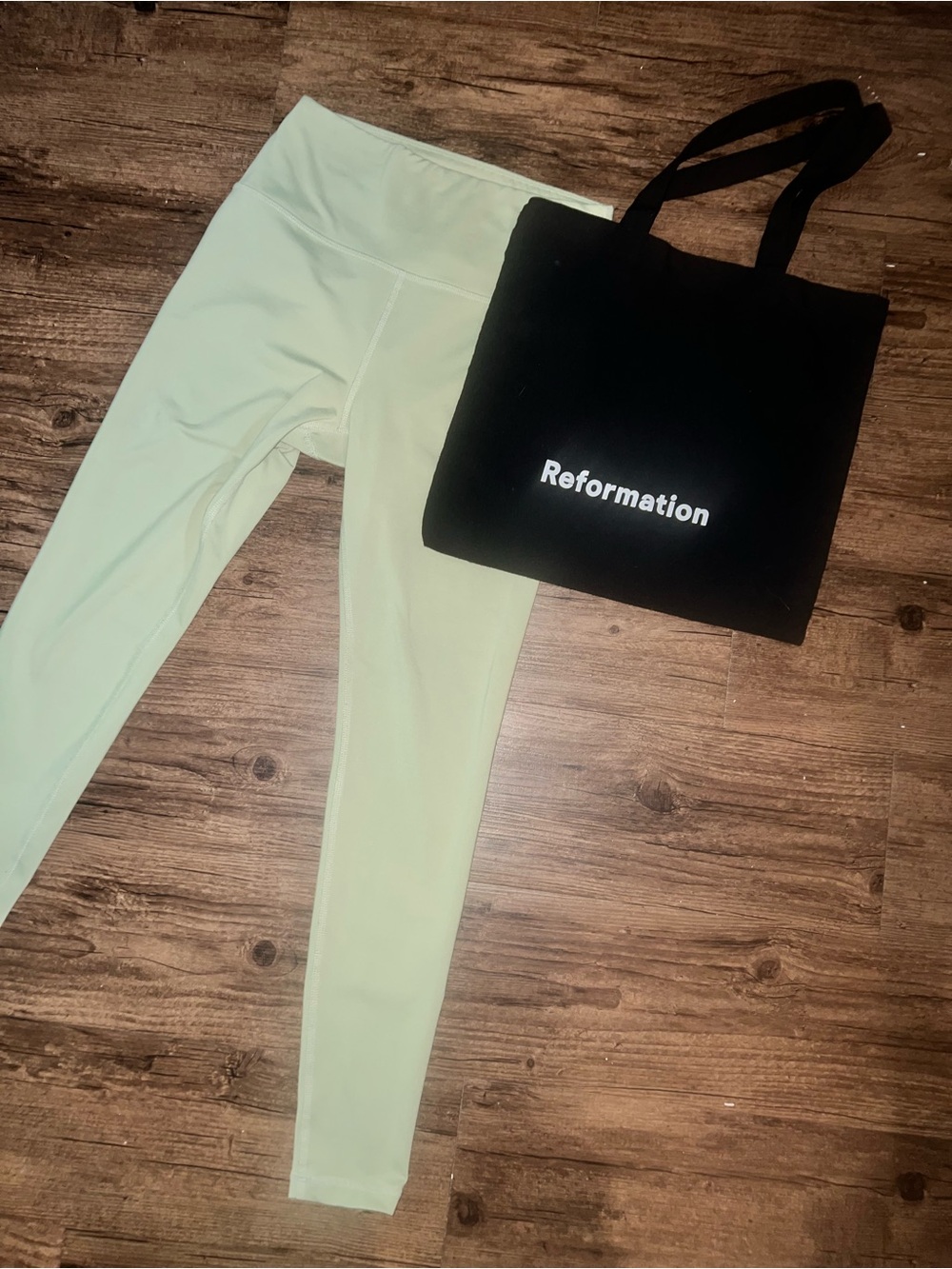 Reformation Eco Stretch leggings mint green FREE TOTE